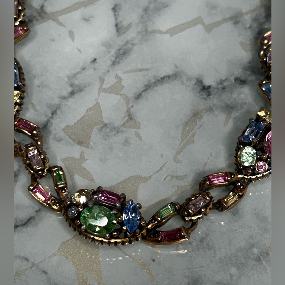 Hollycraft Vintage necklace Multicolor Rhinestones Authentic - Picture 12 of 13